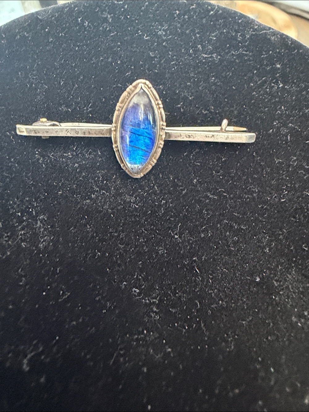 Beautiful  Antique Sterling Blue morpho butterfly wing pin